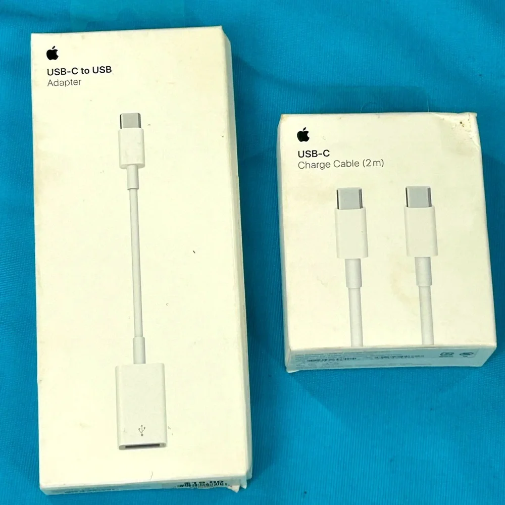 Apple USB-C (2m) charge cord & USB-C to USB Adapter NIB